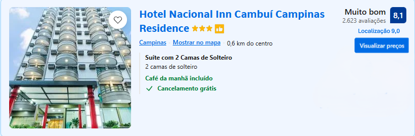 Hotel Nacional Inn Cambuí Campinas Residence | Imagem: Booking.com