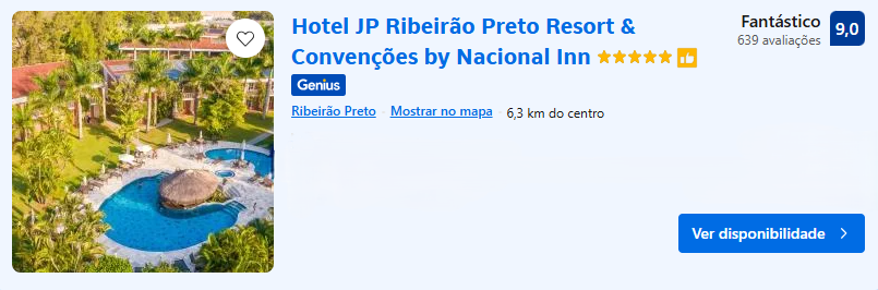 Hotel JP Ribeirão Preto Resort & Convenções by Nacional Inn | Imagem: Booking.com