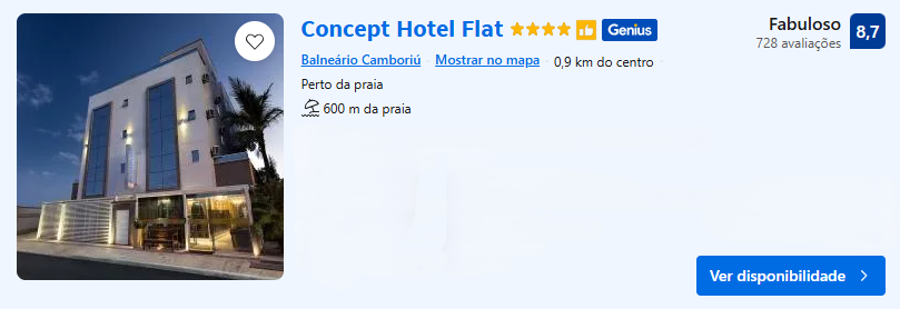 Hospedagem em Camboriú - Concept Hotel Flat | Imagem: Booking