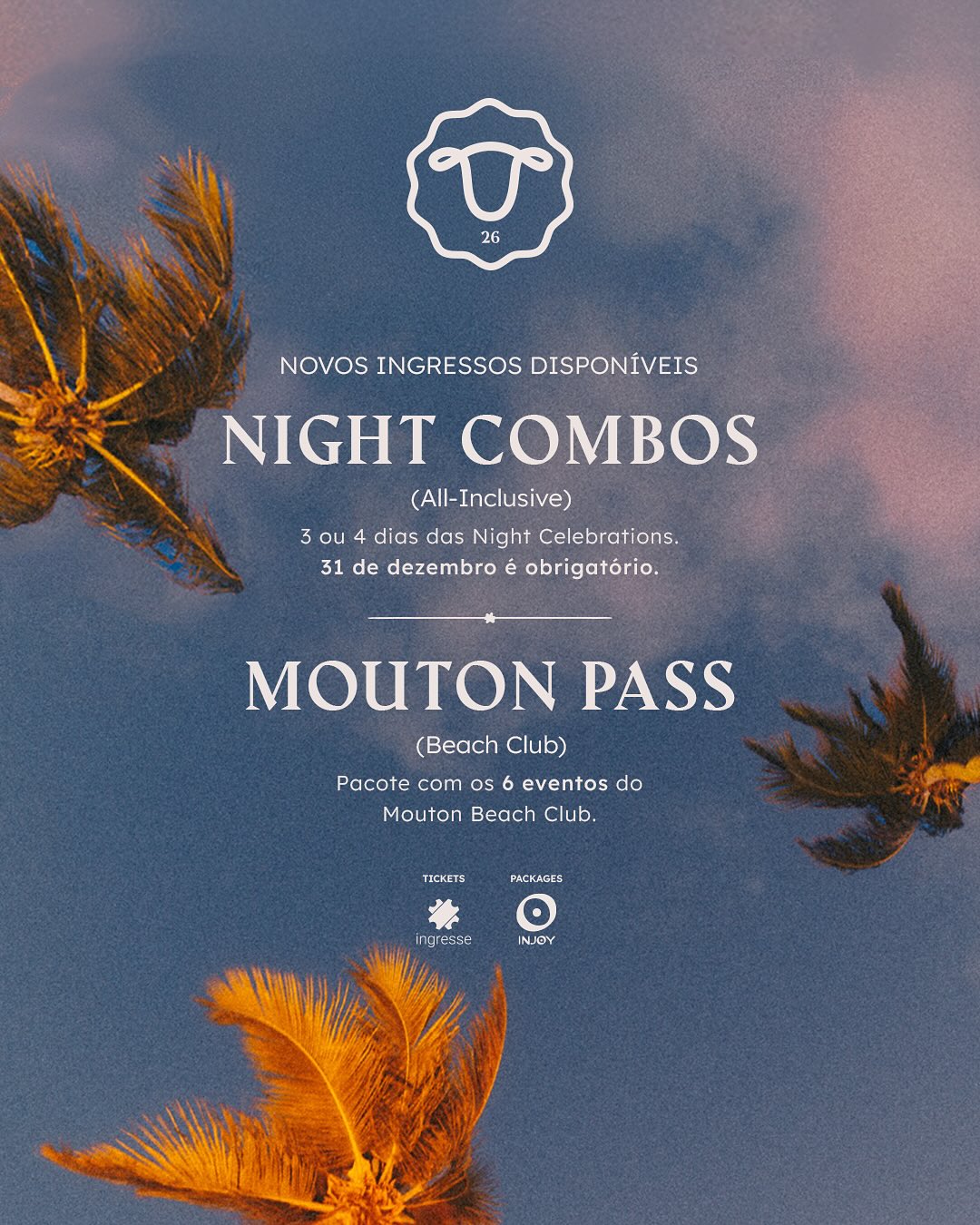 Réveillon Carneiros abre vendas para Mini Combo e Mouton Pass