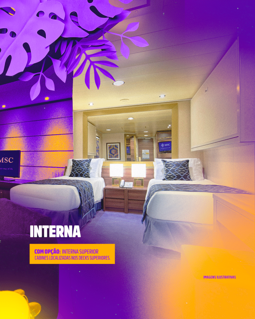 Cabine Interna - Navio Belo em Alto-mar | Imagem: divulgação