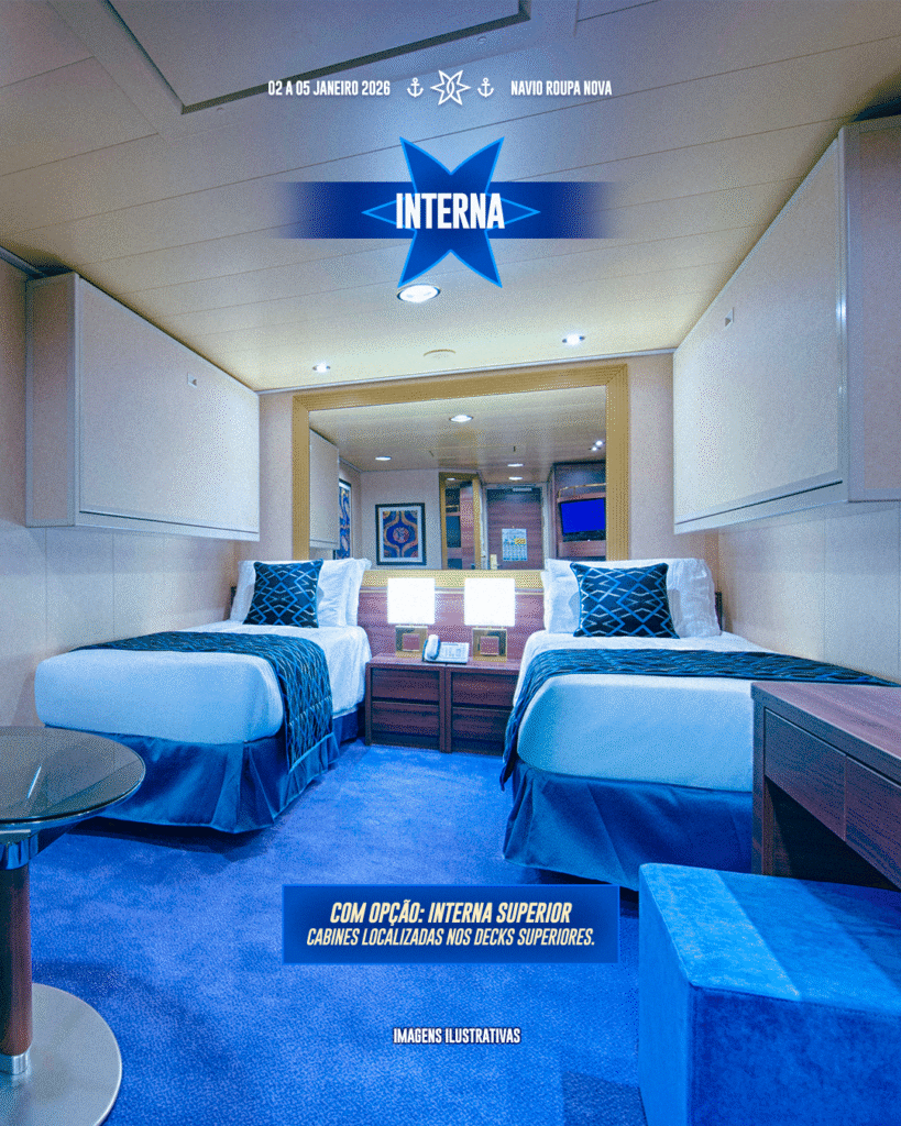 Cabine interna - Navio Roupa Nova | Imagem: divulgação