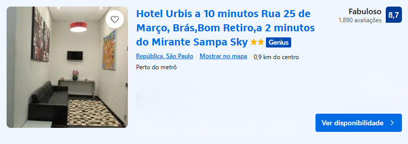 Hospedagem próxima ao BOMA Boris Brejcha - Hotel Urbis | Imagem: Booking.com