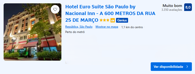 Hospedagem próxima ao BOMA Boris Brejcha - Hotel Euro Suite São Paulo by Nacional Inn | Imagem: Booking.com