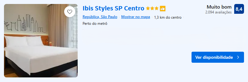 Hospedagem próxima ao BOMA Boris Brejcha - Ibis Styles São Paulo Centro | Imagem: Booking.com