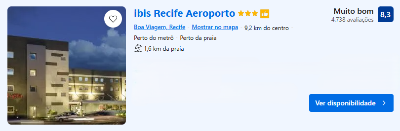 Hospedagem para o Carvalheira na Ladeira -  Ibis Recife Aeroporto